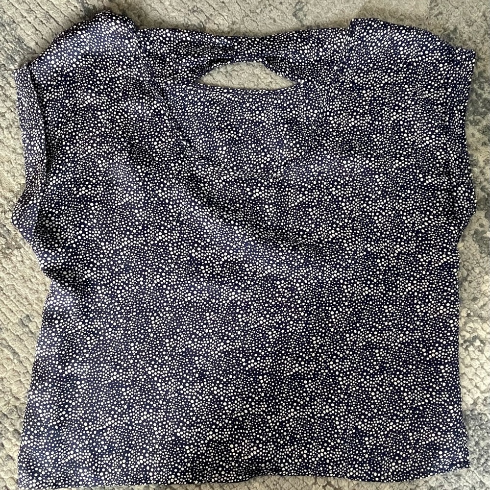 Final Touch blue & white polka dot blouse